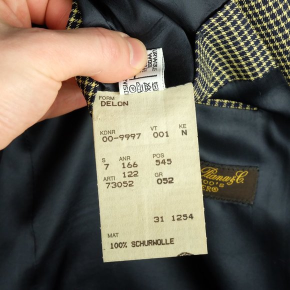 Hugo Boss Mens Blazer Jacket 44L Tall Black Yellow Loro Piana Super 100s Check - Picture 14 of 15